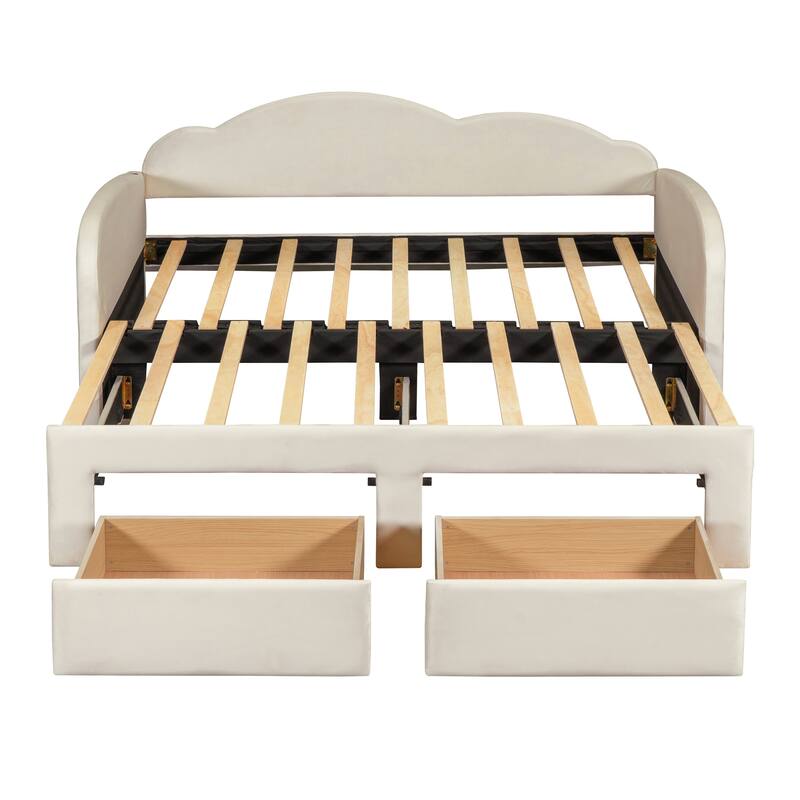 Upholstered daybed with Cloud-Shaped Backrest