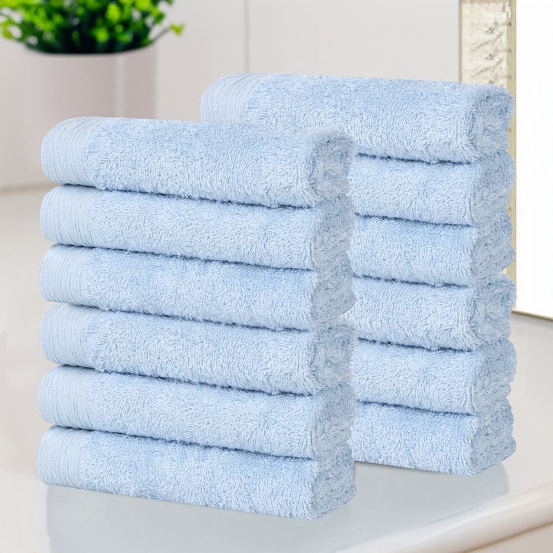 Superior Sierra Rayon From Bamboo Cotton Blend Face Towel Washcloth Set of 12