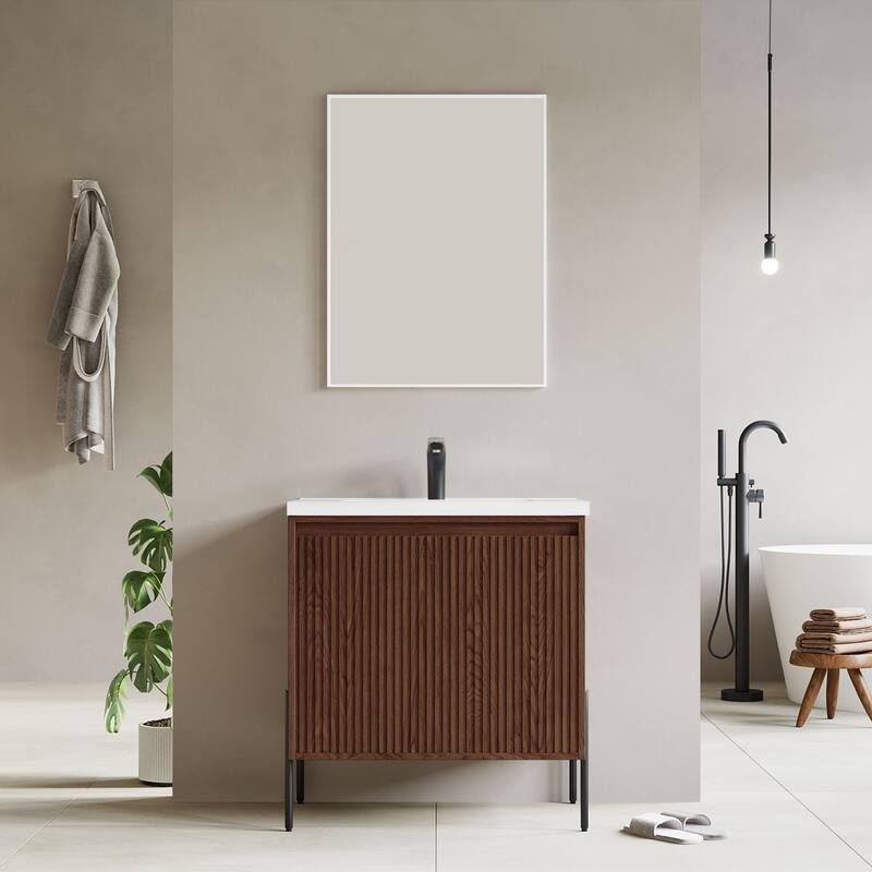 Ripple 30" Single Bathroom Vanity Set - Walnut