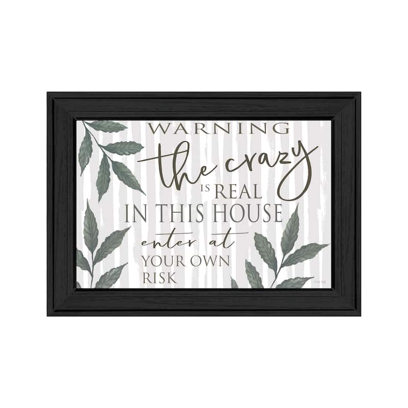 TrendyDecor4U Contemporary "The Crazy is Real" Framed Print Wall Art - Charcoal