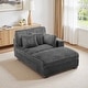 preview thumbnail 2 of 18, 41" W Plush Corduroy Chaise Lounge with Pillows Right Facing - Grey-Chaise&2 Pillows