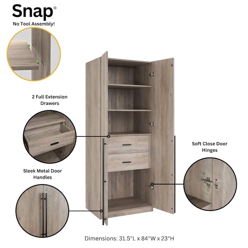 Manhattan Comfort Lee Modern Freestanding 3-Piece Module Wardrobe Closet Armoire