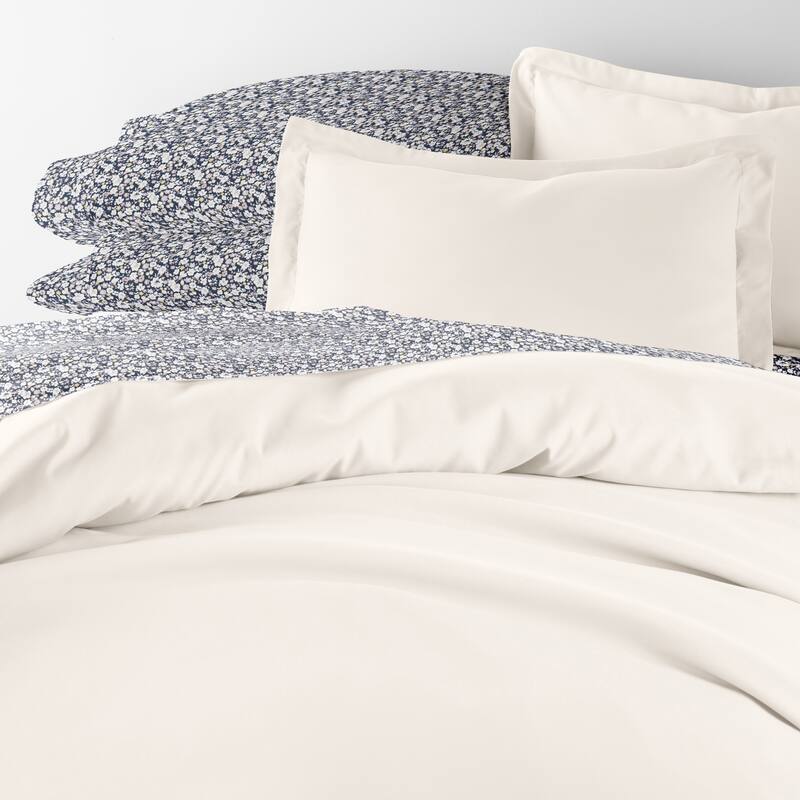 8pc Solid Duvet Bundle - Floral Dream Ivory - King