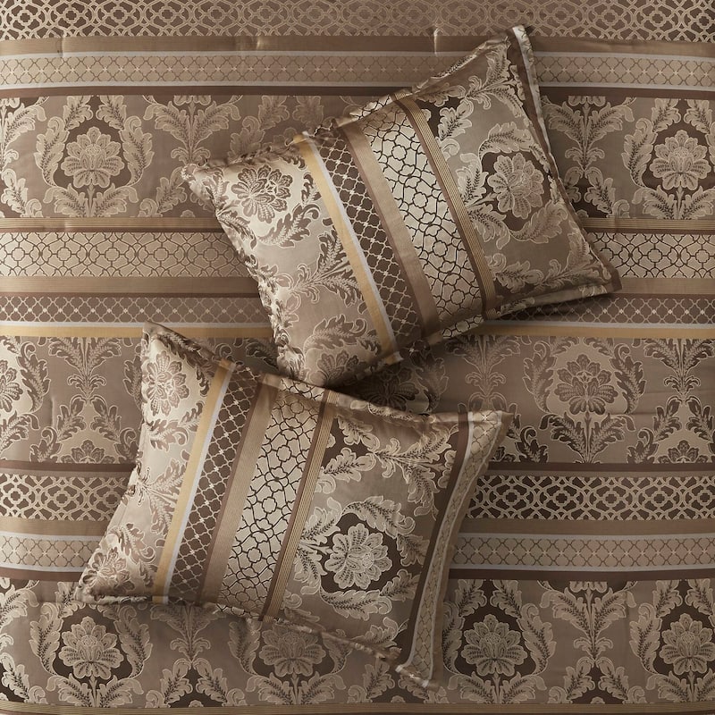 Madison Park Bellagio Brown Gold 7-piece Jacquard Comforter Set
