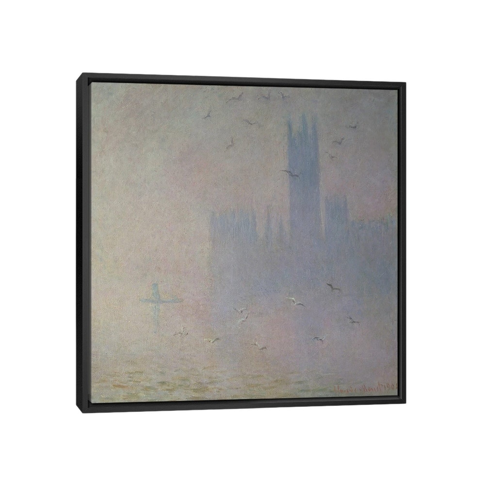 iCanvas "Seagulls over the Houses of Parliament, 1904" by Claude Monet Framed Canvas Print