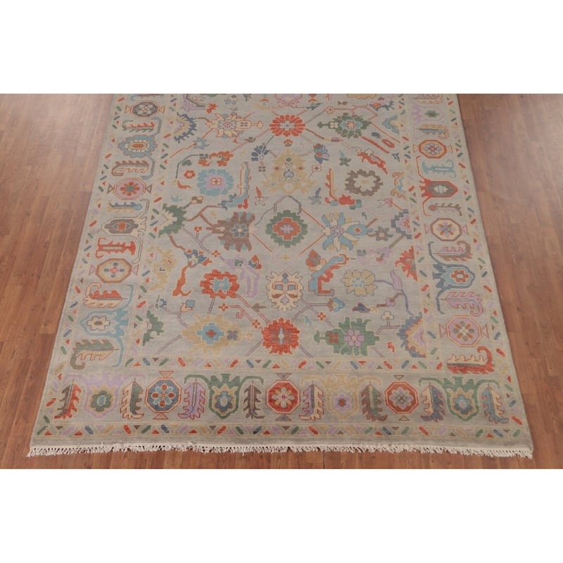 Oushak Area Rug Handmade Transitional Grey Wool Carpet - 7'10"x 9'11"