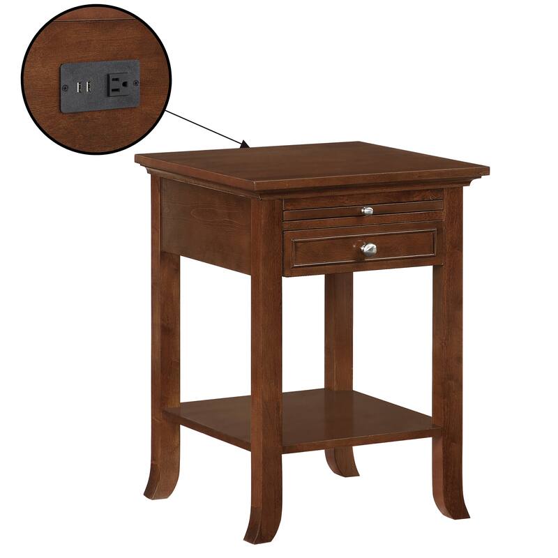 American Heritage Logan 1 Drawer End Table with Charging Station and Pull-Out Shelf