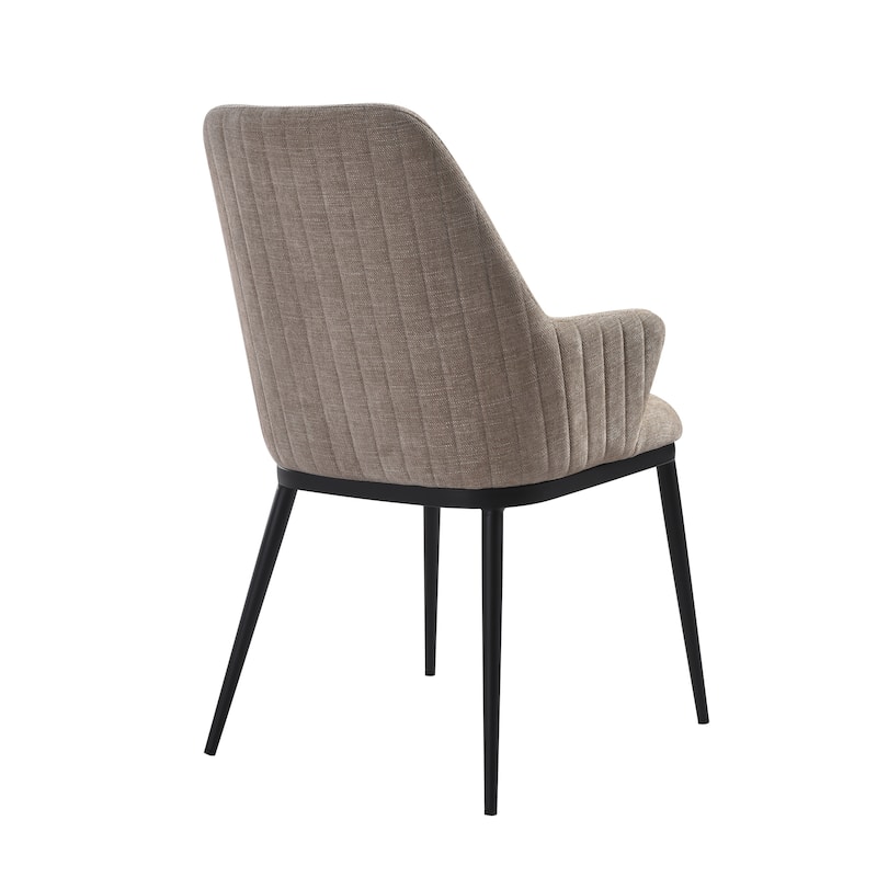 Mae Modern Almond Upholstered Dining Chair with Curved Back and Arms - Set of 2