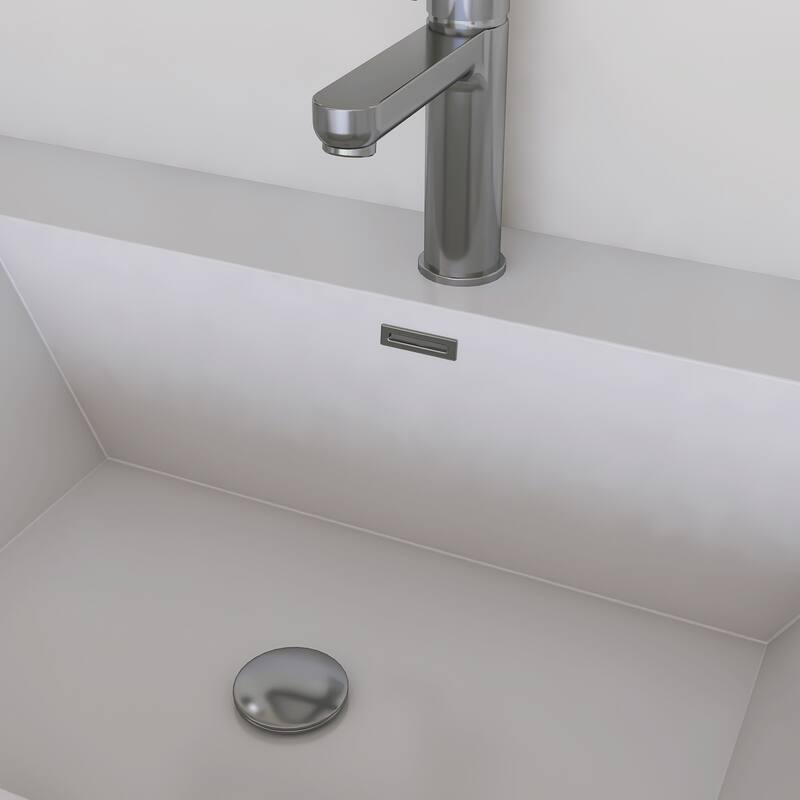 Modern Wall-Mounted Bathroom Vanity with White Solid Surface Top