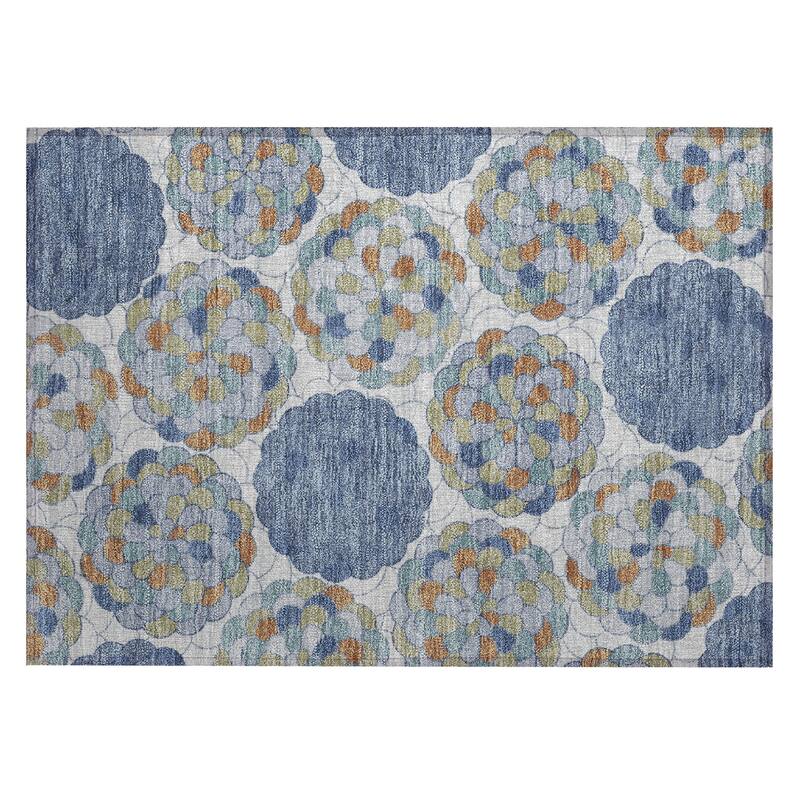Machine Washable Indoor/ Outdoor Mosaic Cluster Chantille Rug