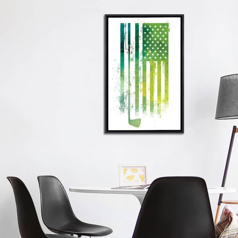 iCanvas "Golf Sports Flag" by 5by5collective Framed