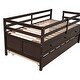 preview thumbnail 5 of 6, Espresso Solid Pine Wood Low Loft Bed Twin Size with Full Safety Fence, Storage Drawers, and Trundle