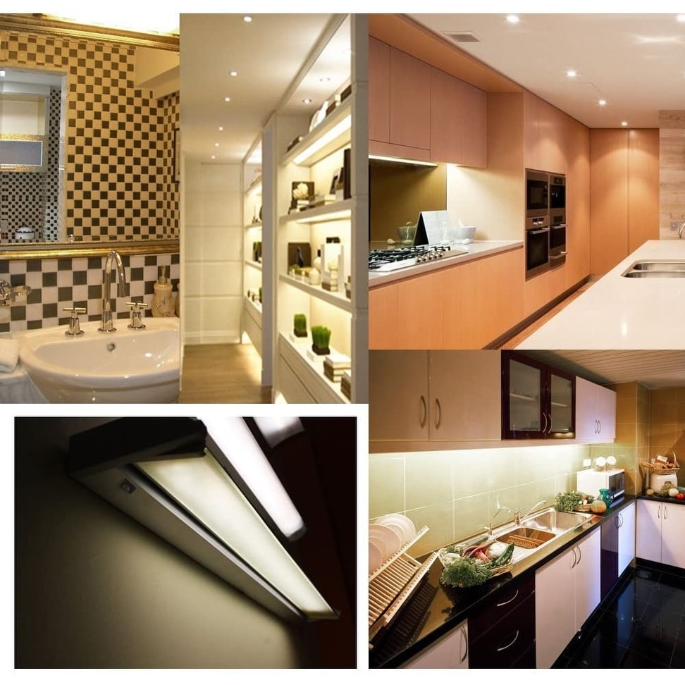 4pcs Kitchen Under Cabinet Shelf Counter LED Light Bar Lighting Kit Lamp 