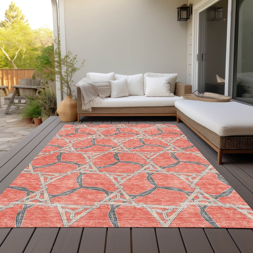 Machine Washable Indoor/ Outdoor Transitional Links Chantille Rug