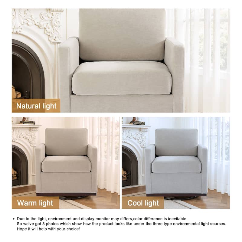 uixe Modern Upholstered Swivel Accent Chair with Pocket Spring Seat