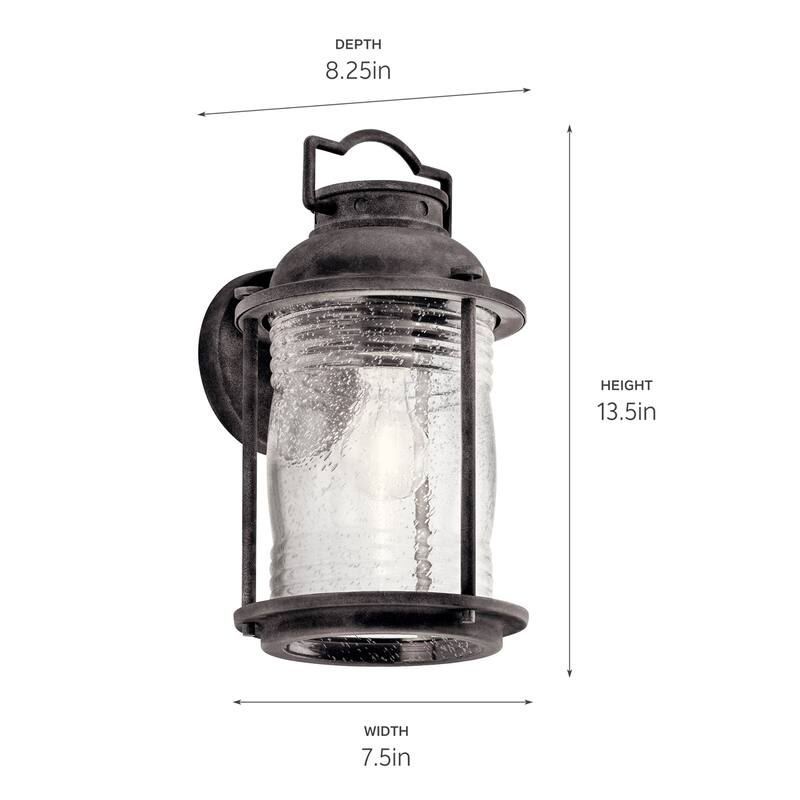 Kichler Lighting Ashland Bay Collection 1-light Weathered Zinc Outdoor Wall Lantern
