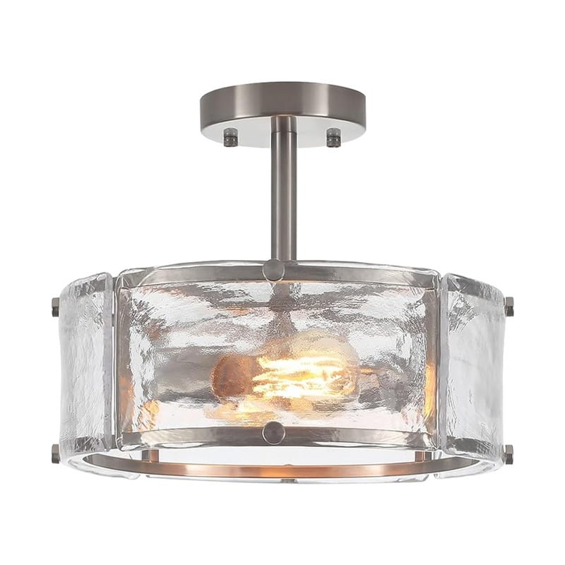2 Light bulbs light silver light fixture glass, metal ceiling light