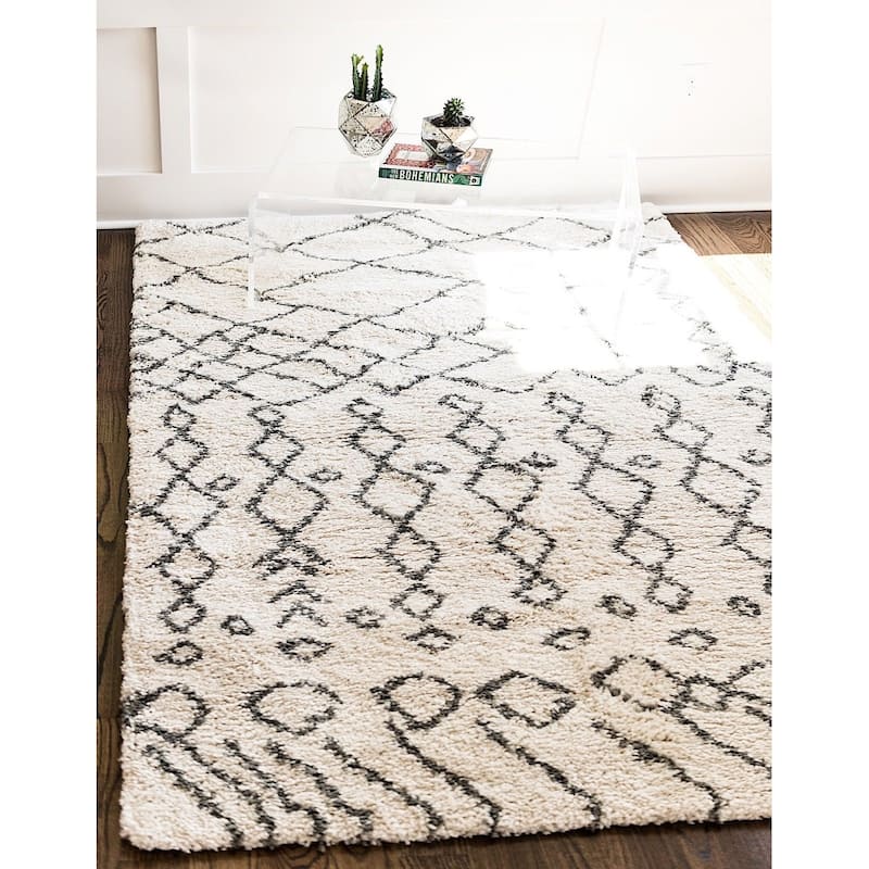 Shag Shoploni Collection Area Rug - 9'10"x14'1" - Pure Ivory