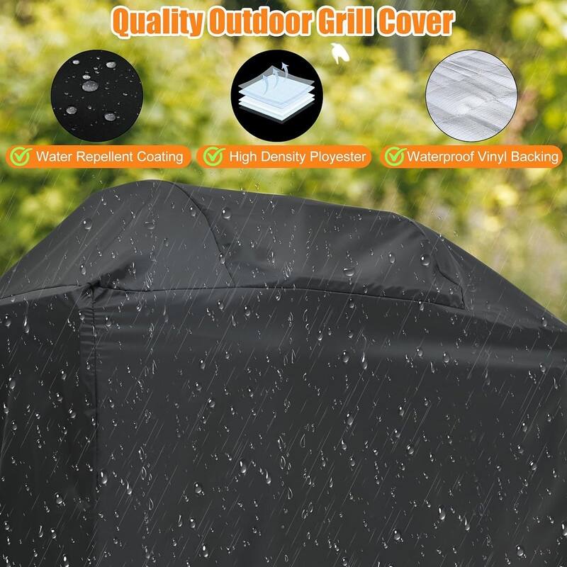 3-Burner Stainless Steel Propane Grill – Side Burner, Rain Cover, 40.5K BTU for Backyard/Camping/Outdoor – Black/Silver
