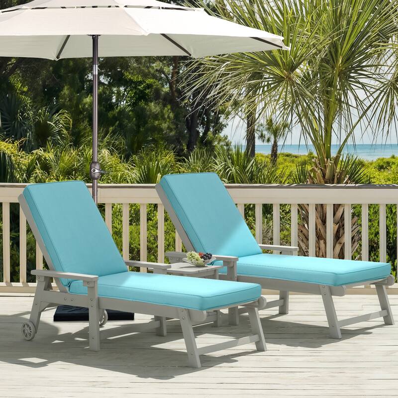 Aoodor Patio Chaise Lounger Cushions Set of 2, Olefin Fabric, Water-Resistant, 72x21x3 Inches(Only Cushions)