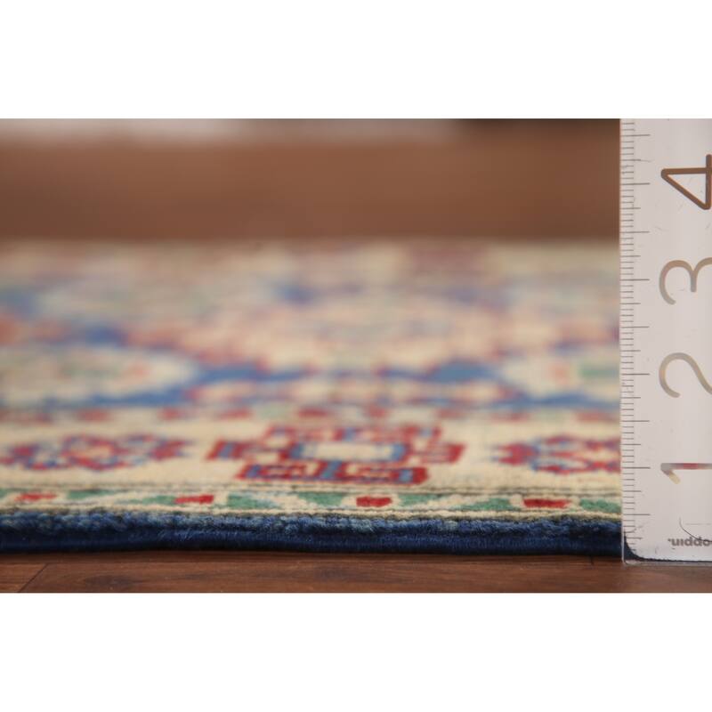 Blue Kazak Runner Rug Hand-Knotted Wool Carpet - 2'7" x 13'2"