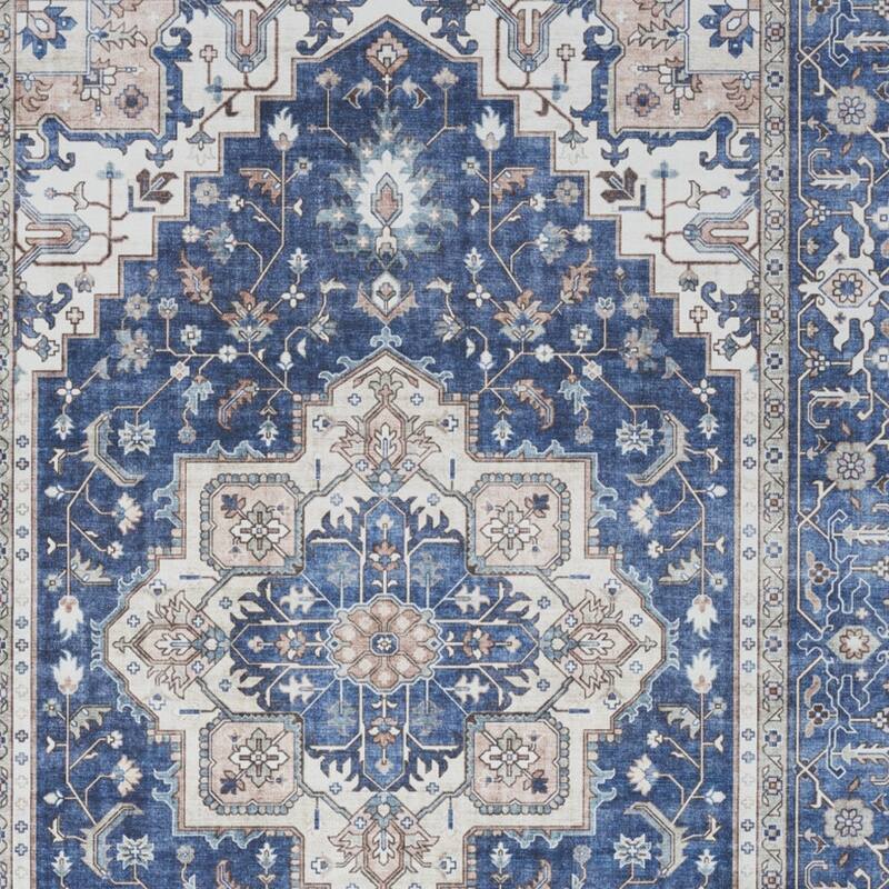 Distressed Non Skid Stain Resistant Low Pile Area Rug - 118' X '94' X '0.25