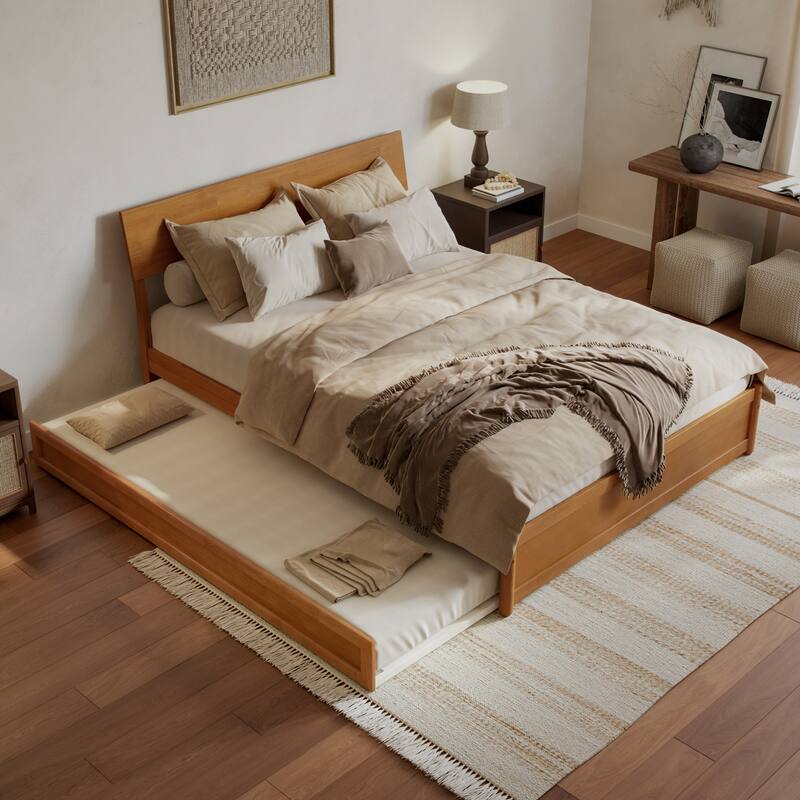 Norla Wood Platform Bed with Trundle