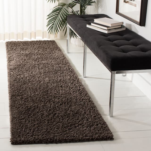 SAFAVIEH August Shag Solid 1.2-inch Thick Area Rug - 2'3" x 10' Runner - Brown