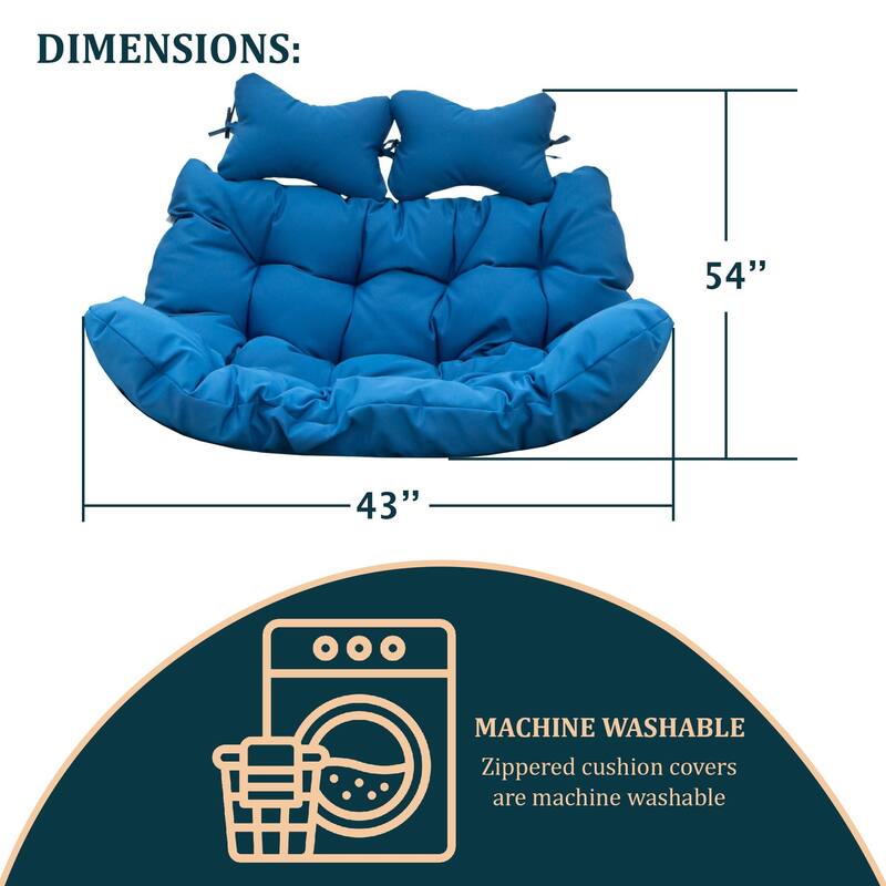 Egg Swing Chair Cushion Durable Weather Resistant Polyester Fits 2 People by LeisureMod