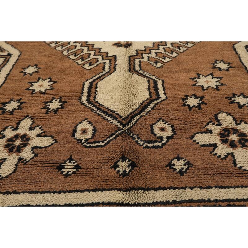 6'9''x9'6'' Hand Knotted Wool Mocha Traditional Vintage Area Rug - 6' 9'' x 9' 6''