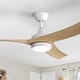 preview thumbnail 35 of 121, Sofucor 42“/48"/ 52"/60"Noiseless Walnut Wood Ceiling Fan with Remote Control, Integrated Light Optional 52"White and Beige ABS Blades/With light