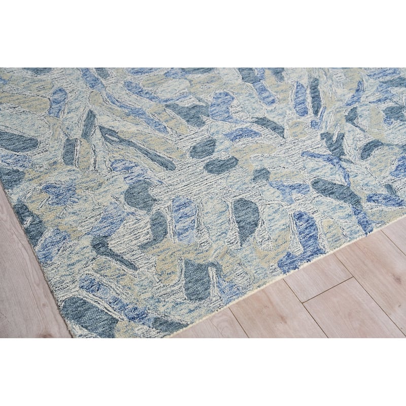 Botanica Blue/Ivory/Multi New Zealand Wool hand-tufted Area Rug