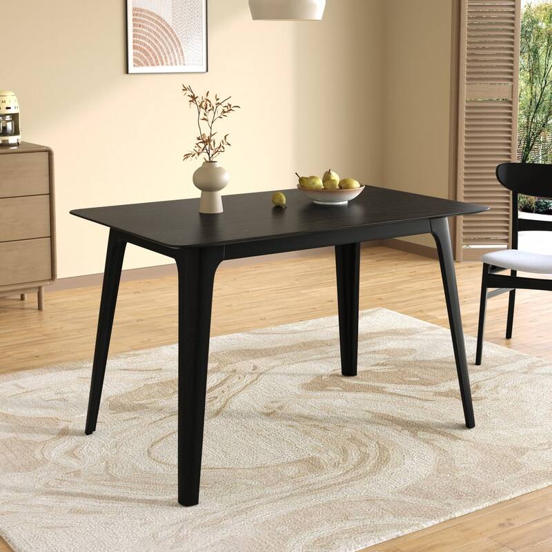 Mid-Century Modern Dining Table-Solid Rubberwood Legs & Faux Wood Top,47.2"W - Easy Assembly