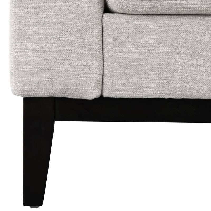 3 Seat Fabric Sofa, Couch Upholstered Leisure Couches with Deep Seats, Modern Square Arms Sofa with Wooden Legs