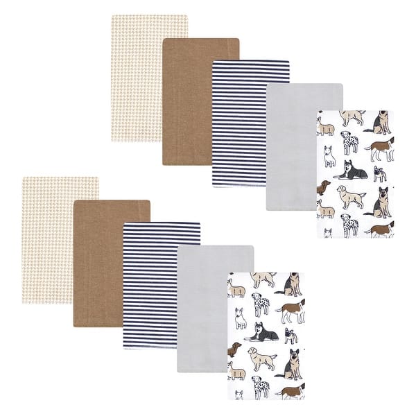 slide 1 of 1, Hudson Baby Infant Boy Flannel Burp Cloth 10pk, Handsome Dogs, One Size - Handsome Dogs 10 Pack - One Size One Size - Handsome Dogs 10 Pack
