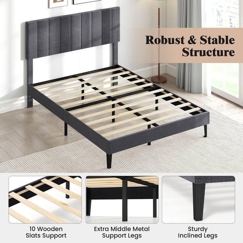 Costway Twin/Full/Queen Size Bed Frame with Height Adjustable Vertical