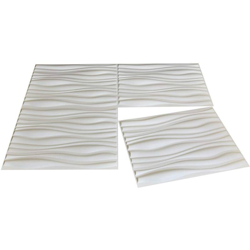 Art3d 31.5" x 24.6" PVC Wall Paneling,3D Decorative Wall Panels Wave Deisgn, Matt White (6 Pack)