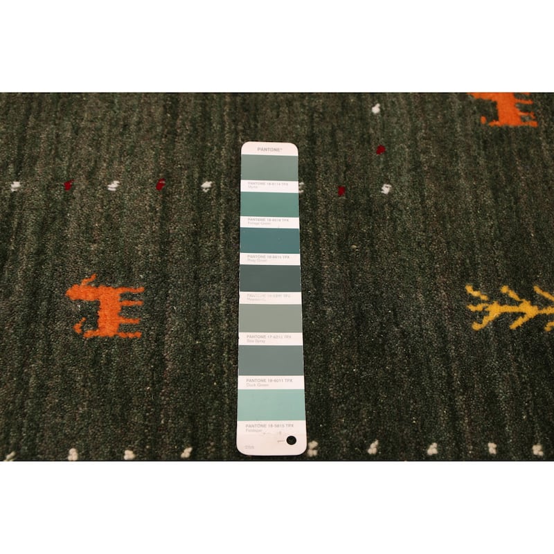 ECARPETGALLERY Hand Loomed Kashkuli Gabbeh Dark Green Wool Rug - 5'1 x 7'11