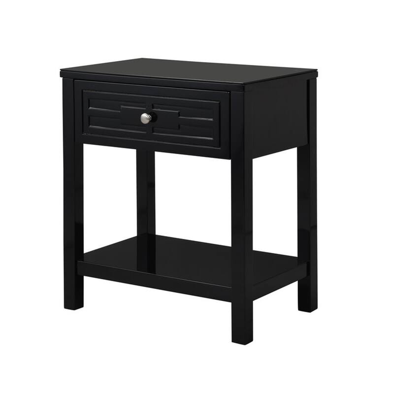 Nightstand with Drawer and Storage Shelf Modern End Table Side Table Wood Night Stand Bedside Table for Bedroom, Living Room - Black