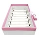 preview thumbnail 54 of 70, Twin/ Full/ Queen/ King Size Upholstered Kids Floor Bed Frame with Guardrail and Little Stairs, Soft PU Platform Bed