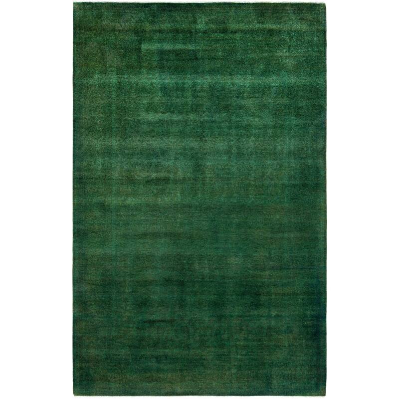 Overdyed One-of-a-Kind Hand-Knotted Area Rug - Green - 6' 1" x 9' 5"