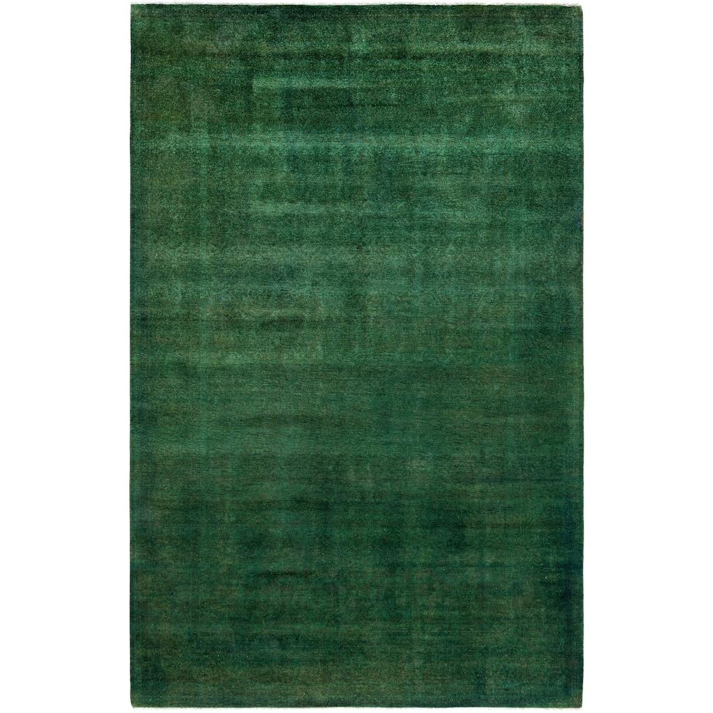 Overdyed One-of-a-Kind Hand-Knotted Area Rug - Green - 6' 1" x 9' 5"