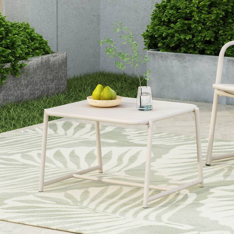 Cowan Iron Outdoor Side Table by Christopher Knight Home - Matte White