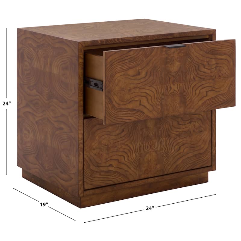 SAFAVIEH Couture Frankie Burl 2-Drawer Nightstand