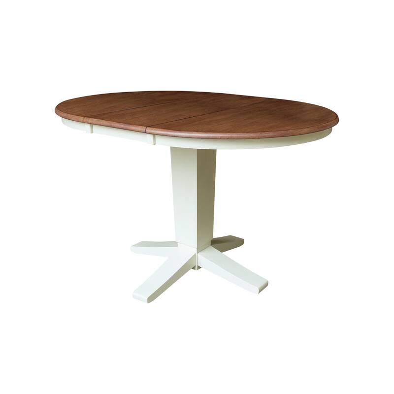 36" Round Extension Dining Table with 12" Leaf and Dining Chairs