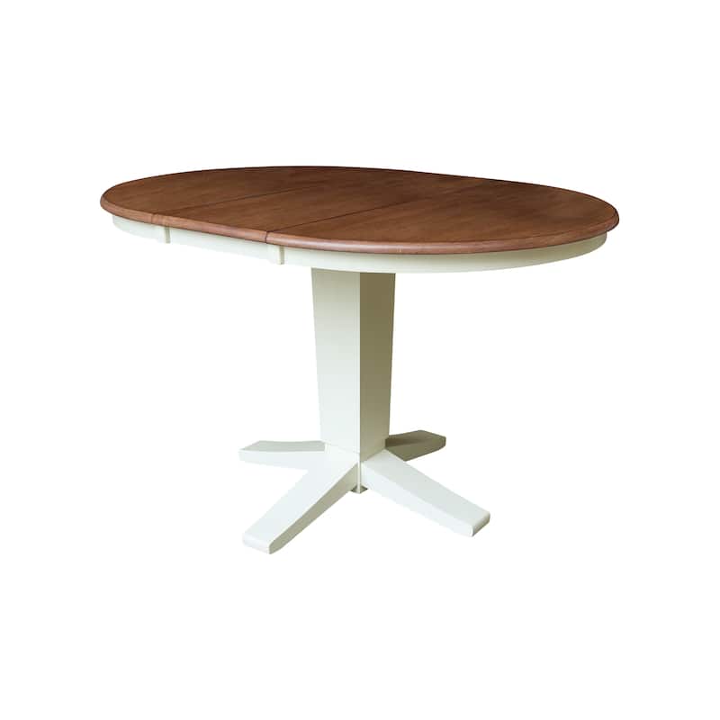 36 in Round Extension Dining Table with 12 in Leaf and Dining Chairs