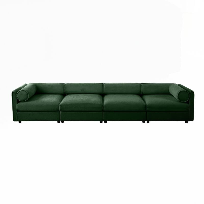 Cylindrical Backrest and Armrests Chenille Sofa with Storage Seat