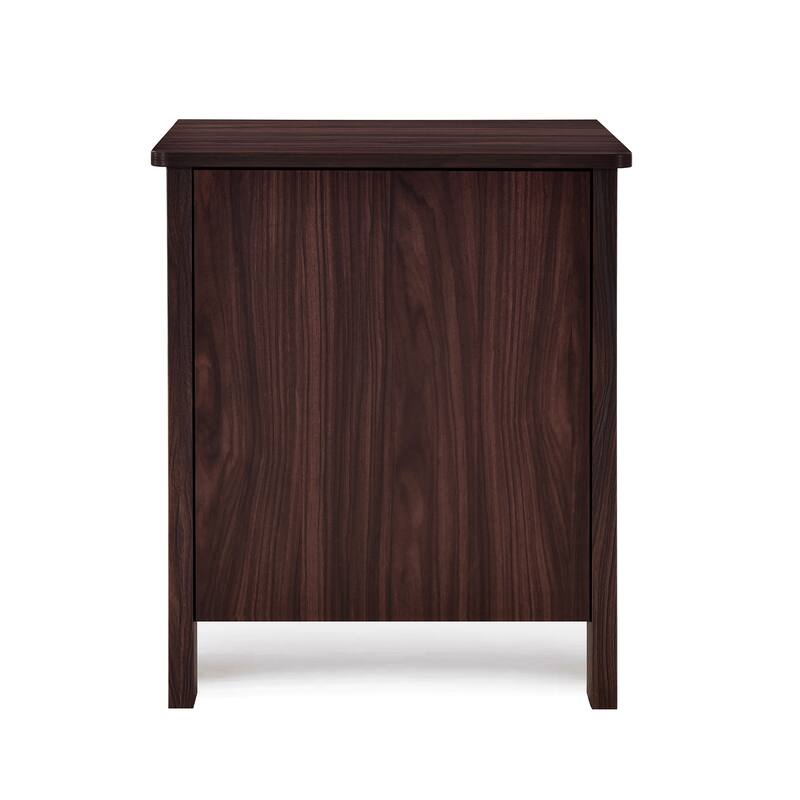 Faux Wood Nightstand with 2 Drawers, Contemporary Design, Easy Toolless Assembly, Storage Organizer for Bedroom