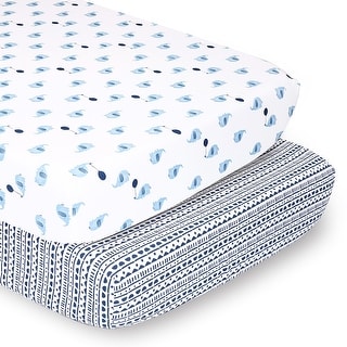 PSP 2pk Sheets Blue Elephant/Navy Tribal Stripe