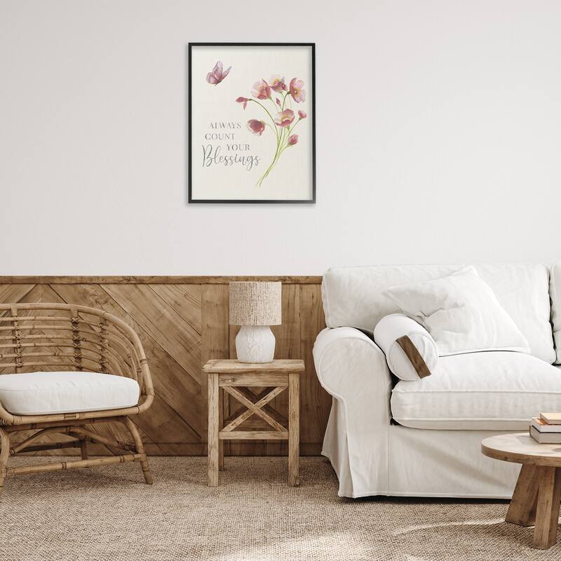 Stupell Count Your Blessings Florals Framed Giclee Art Design By Janet Tava